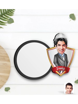 BK Gift Kişiye Özel Erkek Mühendis Karikatürlü Ahşap Bardak Altlığı-1