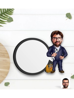 BK Gift Kişiye Özel Tamirci Karikatürlü Ahşap Bardak Altlığı-1
