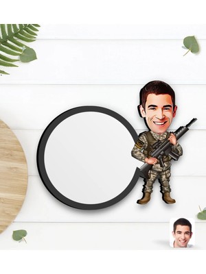 BK Gift Kişiye Özel Uzman Jandarma Karikatürlü Ahşap Bardak Altlığı-1
