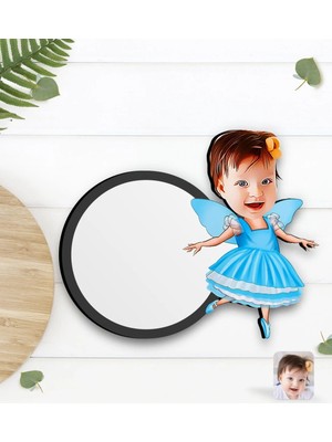 BK Gift Kişiye Özel Kız Çocuk Peri Karikatürlü Ahşap Bardak Altlığı