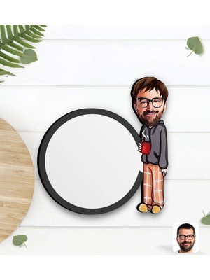 BK Gift Kişiye Özel Erkek Karikatürlü Ahşap Bardak Altlığı-60
