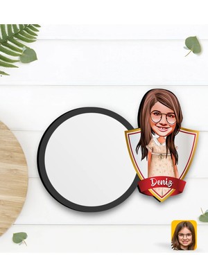 BK Gift Kişiye Özel Kız Çocuk Karikatürlü Ahşap Bardak Altlığı-7