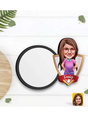 BK Gift Kişiye Özel Kız Çocuk Karikatürlü Ahşap Bardak Altlığı-3