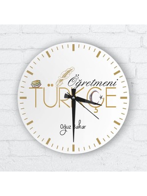 BK Gift Kişiye Özel Türkçe Öğretmeni Cam Duvar Saati