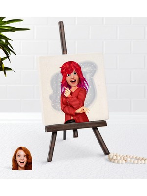 BK Gift Kişiye Özel Kadın Animasyon Karikatürlü Şovaleli Doğal Taş-14