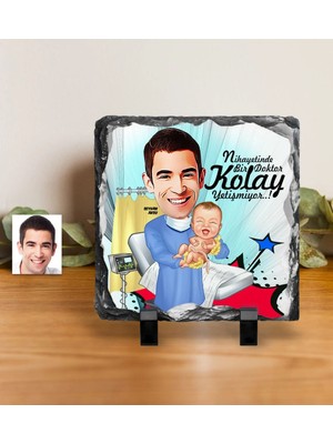 BK Gift Kişiye Özel Bay Ebe Karikatürlü Dekoratif Doğal Taş - 1