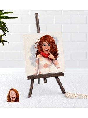 BK Gift Kişiye Özel Kadın Animasyon Karikatürlü Şovaleli Doğal Taş-18