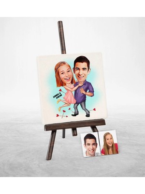 BK Gift Kişiye Özel Sevgililer Karikatür Şovaleli Doğal Taş - 3