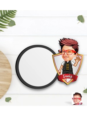 BK Gift Kişiye Özel Erkek Çocuk Karikatürlü Ahşap Bardak Altlığı-2