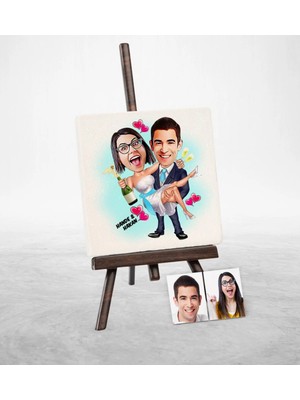 BK Gift Kişiye Özel Evleniyoruz Karikatür Şovaleli Doğal Taş - 4