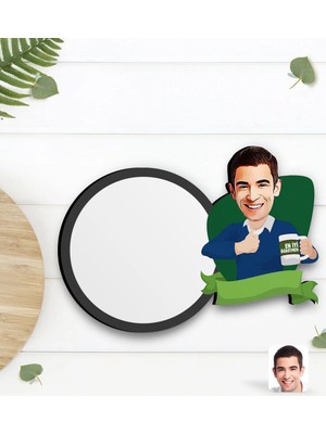 BK Gift Kişiye Özel En Iyi Öğretmen Karikatürlü Ahşap Bardak Altlığı-1