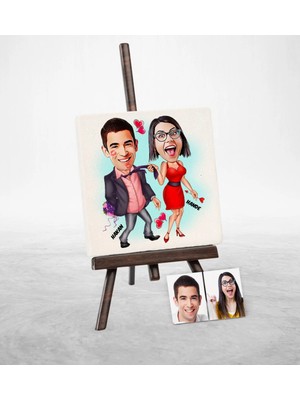 BK Gift Kişiye Özel Sevgililer Karikatür Şovaleli Doğal Taş - 4