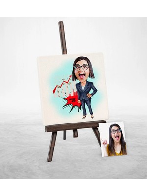 BK Gift Kişiye Özel Bayan Bankacı Karikatür Şovaleli Doğal Taş - 4