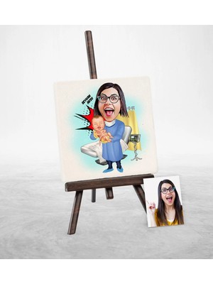 BK Gift Kişiye Özel Bayan Ebe Karikatür Şovaleli Doğal Taş - 1
