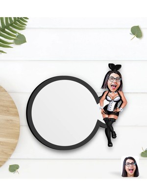 BK Gift Kişiye Özel Tavşan Kız Karikatürlü Ahşap Bardak Altlığı-1