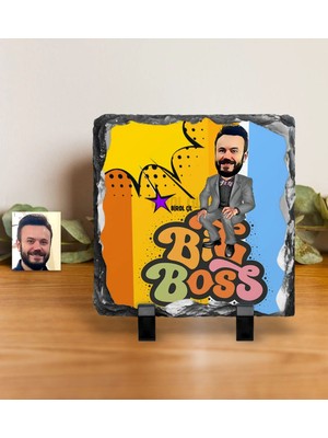 BK Gift Kişiye Özel Bay Big Boss Karikatürlü Dekoratif Doğal Taş - 4