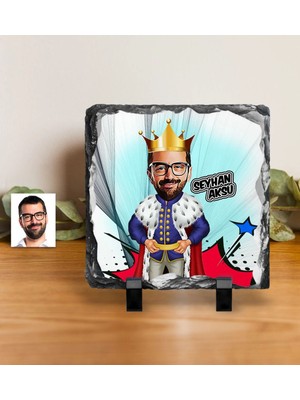 BK Gift Kişiye Özel Kral Karikatürlü Dekoratif Doğal Taş