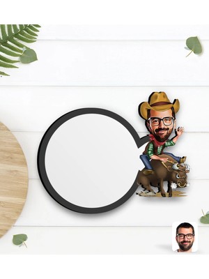 BK Gift Kişiye Özel Rodeo Karikatürlü Ahşap Bardak Altlığı-1