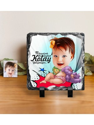 BK Gift Kişiye Özel Bebek Karikatürlü Dekoratif Doğal Taş - 1