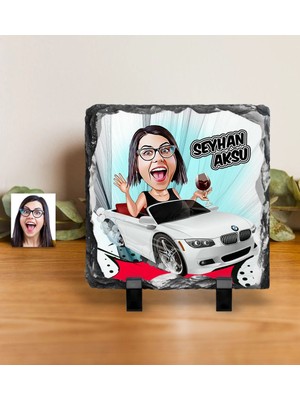 BK Gift Kişiye Özel Bayan Patron Karikatürlü Dekoratif Doğal Taş - 2