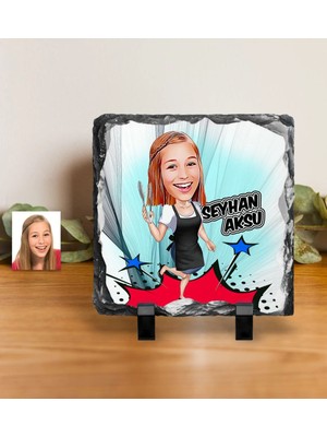 BK Gift Kişiye Özel Bayan Aşçı Karikatürlü Dekoratif Doğal Taş