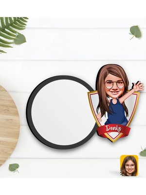 BK Gift Kişiye Özel Kız Çocuk Karikatürlü Ahşap Bardak Altlığı-4
