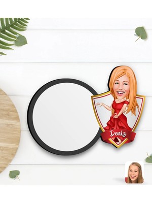 BK Gift Kişiye Özel Kadın Manken Karikatürlü Ahşap Bardak Altlığı-1