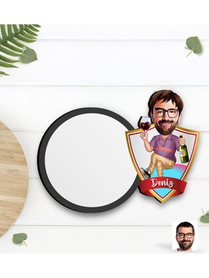 BK Gift Kişiye Özel Erkek Karikatürlü Ahşap Bardak Altlığı-2