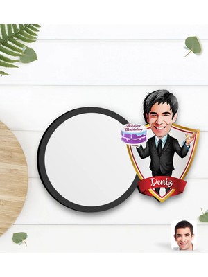 BK Gift Kişiye Özel Erkek Doğum Günü Karikatürlü Ahşap Bardak Altlığı-2