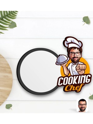 BK Gift Kişiye Özel Erkek Chef Karikatürlü Ahşap Bardak Altlığı-15