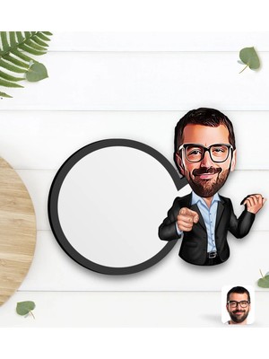 BK Gift Kişiye Özel Amca Karikatürlü Ahşap Bardak Altlığı-1