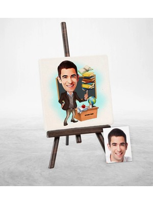 BK Gift Kişiye Özel Bay Öğretmen Karikatür Şovaleli Doğal Taş - 2