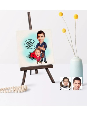 BK Gift Babalar Gününe Özel Baba Kız Karikatür Şovaleli Doğal Taş - 2