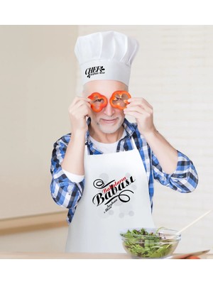 BK Gift Kişiye Özel Babaların Babası Erkek Mutfak Önlüğü ve Aşçı Şapkası Seti-1