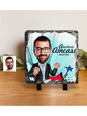 BK Gift Kişiye Özel Amcaların Amcası Karikatürlü Dekoratif Doğal Taş - 1
