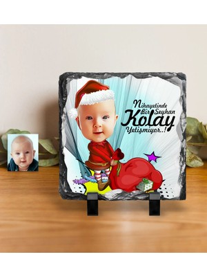 BK Gift Kişiye Özel Bebek Karikatürlü Dekoratif Doğal Taş - 5