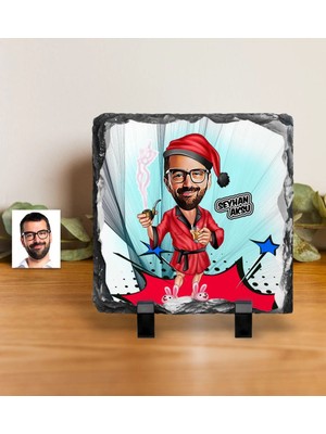 BK Gift Kişiye Özel Bay Yılbaşı Karikatürlü Dekoratif Doğal Taş - 2