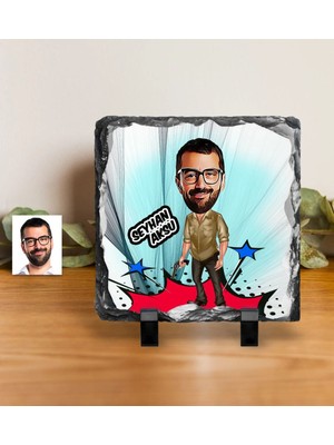 BK Gift Kişiye Özel Bay Mafya Karikatürlü Dekoratif Doğal Taş