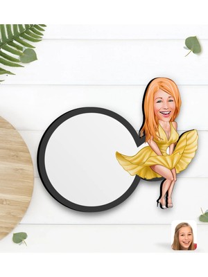 BK Gift Kişiye Özel Marilyn Monroe Karikatürlü Ahşap Bardak Altlığı-1