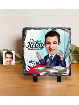 BK Gift Kişiye Özel Bay Spiker Sunucu Karikatürlü Dekoratif Doğal Taş - 1
