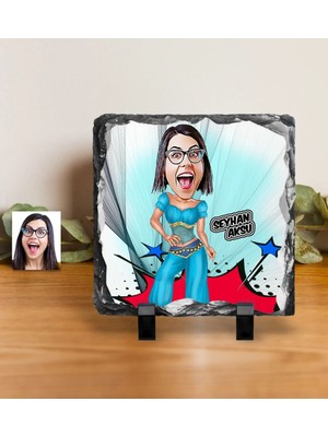 BK Gift Kişiye Özel Oryantal Dansçı Karikatürlü Dekoratif Doğal Taş