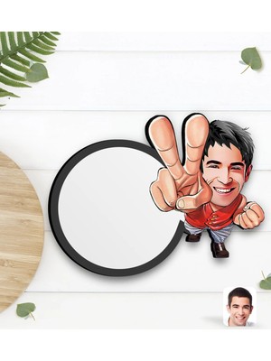 BK Gift Kişiye Özel Erkek Karikatürlü Ahşap Bardak Altlığı-33