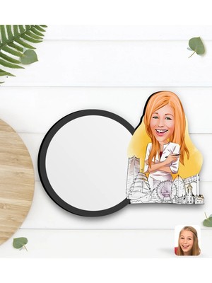 BK Gift Kişiye Özel Kadın Mimar Karikatürlü Ahşap Bardak Altlığı-1