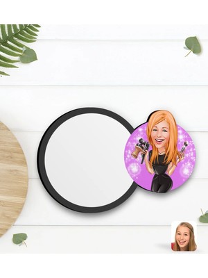 BK Gift Kişiye Özel Kadın Güzellik Uzmanı Karikatürlü Ahşap Bardak Altlığı-1