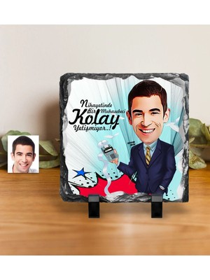 BK Gift Kişiye Özel Bay Muhasebeci Karikatürlü Dekoratif Doğal Taş - 1