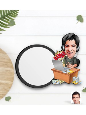 BK Gift Kişiye Özel Erkek Gamer Karikatürlü Ahşap Bardak Altlığı-1