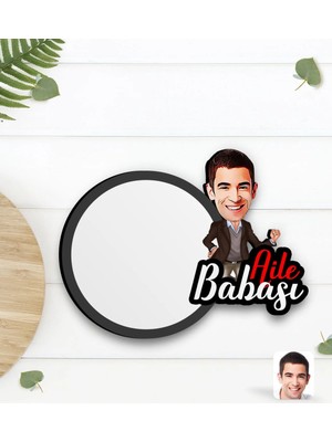 BK Gift Kişiye Özel Aile Babası Karikatürlü Ahşap Bardak Altlığı-1
