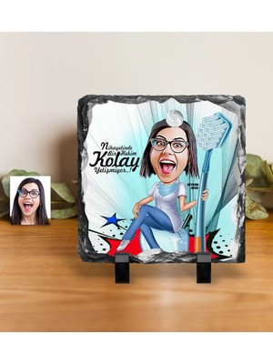 BK Gift Kişiye Özel Bayan Diş Hekimi Karikatürlü Dekoratif Doğal Taş - 3