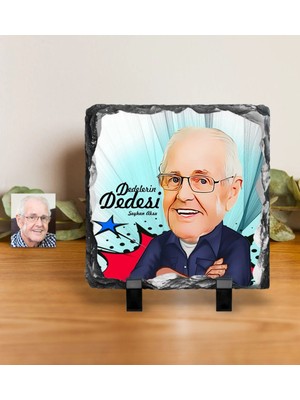 BK Gift Kişiye Özel Dedelerin Dedesi Karikatürlü Dekoratif Doğal Taş - 1