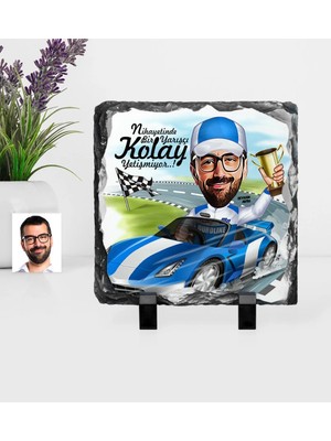 BK Gift Kişiye Özel Bay Rallici Karikatürlü Dekoratif Doğal Taş - 1